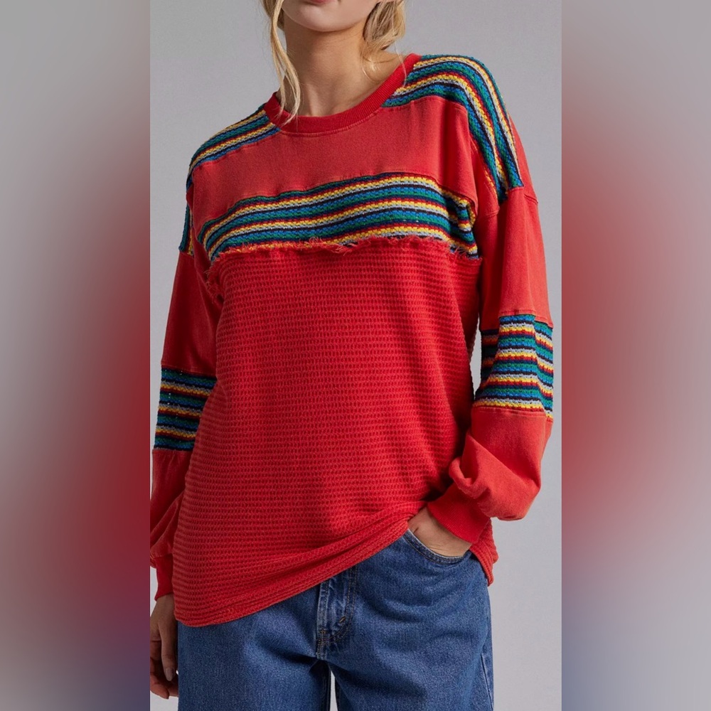 NWT Urban Outfitters BDG Apollo Oversized Embroidered Long Sleeve Top